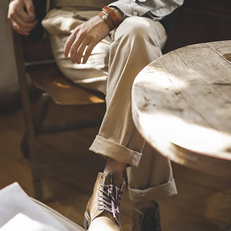 Maden Vintage Khaki Gurkha Pants Adjustable High Waist Casual Cargo Classic Work Trousers Straight Leg Men Spring and Autumn