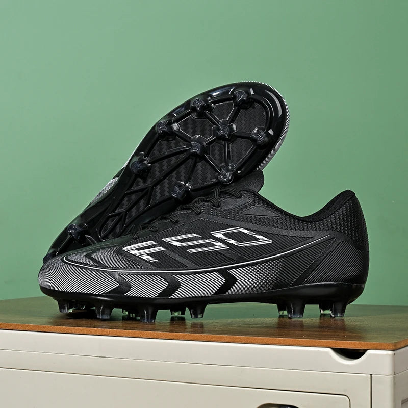 qztzx Chaussures de Football FG Homme Cuir Verni Montantes Ultra-légères — Professionnel & Match EU 32–48