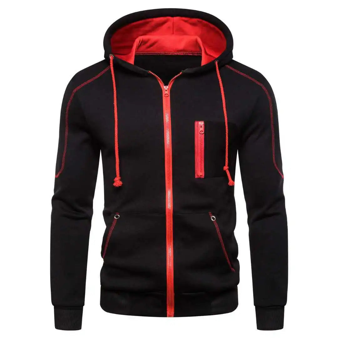 Sudadera con capucha para hombre negra, blanca, verde militar, roja, con bloques de color, polar, fresca, informal, ropa de invierno, prendas de vestir, sudaderas con capucha