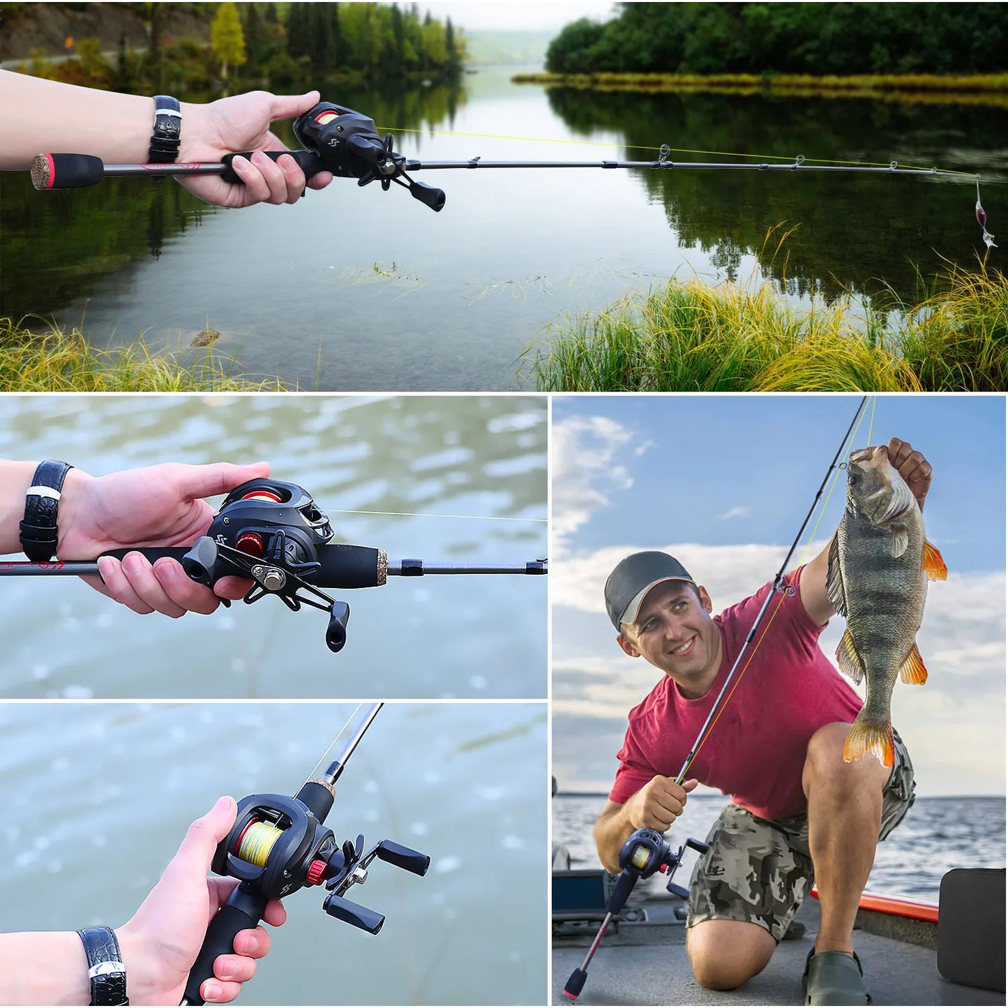 Sougayilang-Kit complet de moulinet de pêche Baitcasting, section Chlor5, rapport de vitesse 7.2:1, pêche au bar et à la carpe, le plus récent