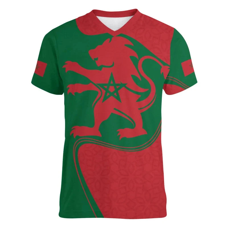 T-Shirt marocain 3D drapeau marocain emblème graphique T-Shirt pour hommes vêtements décontracté chemises à manches courtes unisexe salle de sport Fitness V hauts