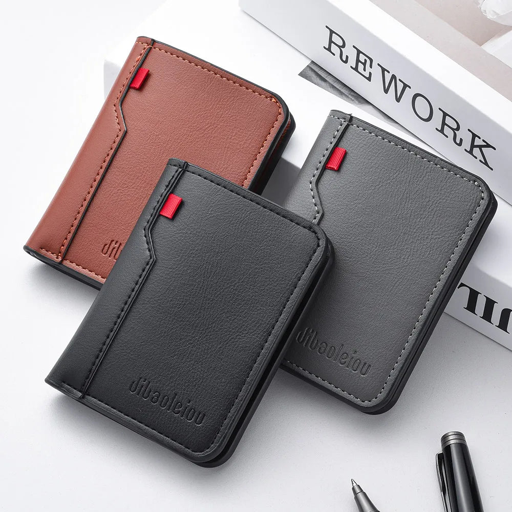 Mini portefeuille Ultra-fin en cuir PU souple pour hommes, 1 pièce, porte-cartes de crédit, court et Vertical, de haute qualité