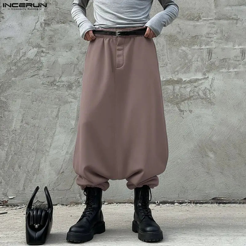 Pantalon ample streetwear pour hommes — couleur unie, taille élastique, jogger, décontracté, S-5XL