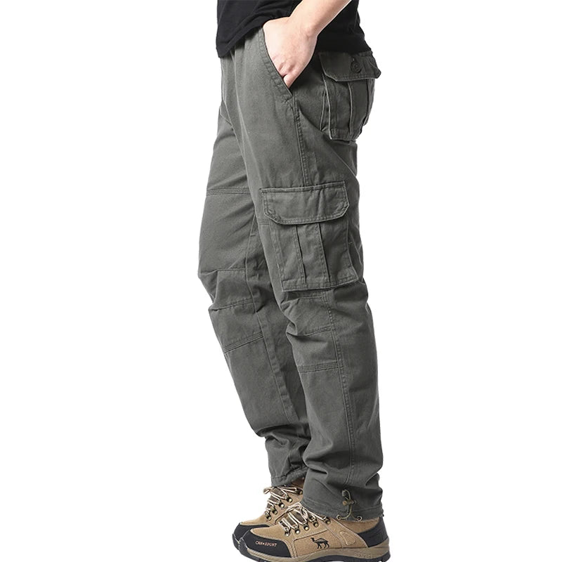 Salopette ample à grande poche pour hommes, pantalon tactique de Jogging pour Sports de plein air, taille élastique, pantalon de travail décontracté en pur coton