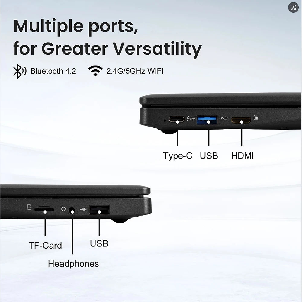 Portátil de 10,1 pulgadas con Windows 11 preinstalado, Quad Core, 8 GB + 128 GB, Netbook, HDMI, cámara web, oficina (negro)