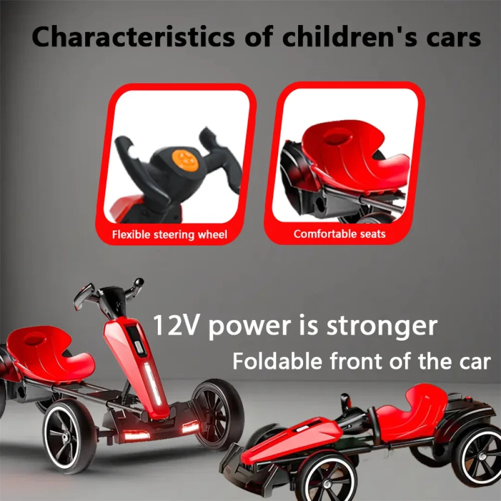 Go Kart Électrique À Pédale Enfants 12V — Dossier Siège Réglable 4 Roues Extérieur