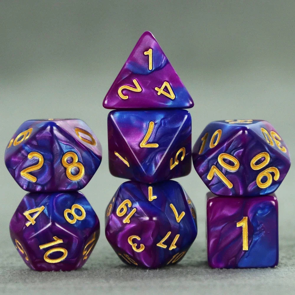 Dados poliédricos con bolsa, juego de mesa, desayunos, DnD, d4,d6,d8,d10,d %,d12,d20, 7 piezas