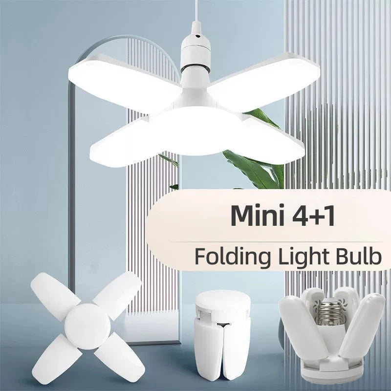 Ampoule LED pliable en forme d'éventail E27, déformation AC220V/110V pour plafonniers domestiques, entrepôt et Garage, feuille blanche 6500K