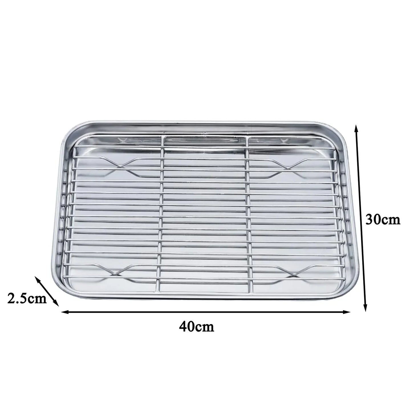 Baking Sheet with Removable Cooling Rack, Stainless Steel Baking Pan Set, Non-Toxic, Oven Safe, BBQ Tray, Dishwasher Safe