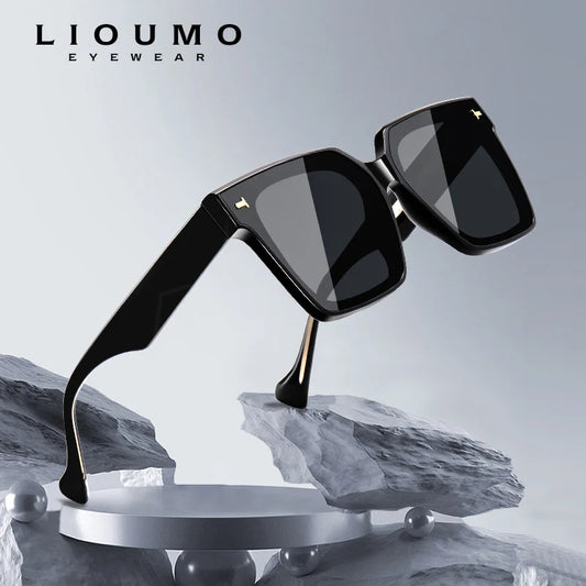 Gafas de sol cuadradas polarizadas de alta calidad con remaches de cristal grueso para mujer, elegantes gafas de sol de conducción de gran tamaño para hombre, gafas de sol para mujer
