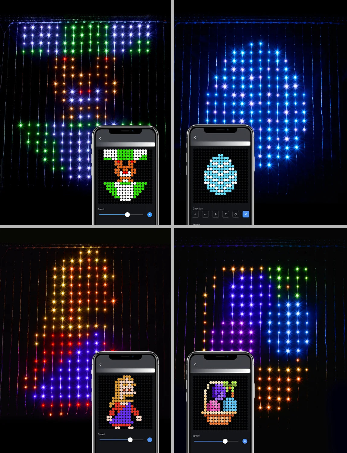 Cortina de luces LED inteligente, guirnalda de Año Nuevo, guirnalda de luces de hadas RGB, pantalla de cambio de música, para ventana, decoración navideña
