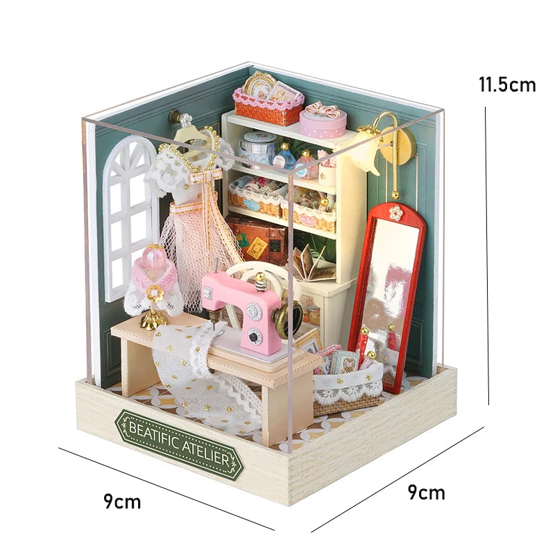 Casa de muñecas de madera, modelo de jardín, puzle 3D, kits de construcción para montar, juguetes, decoración de dormitorio con luces LED, regalo para casa de muñecas, bricolaje
