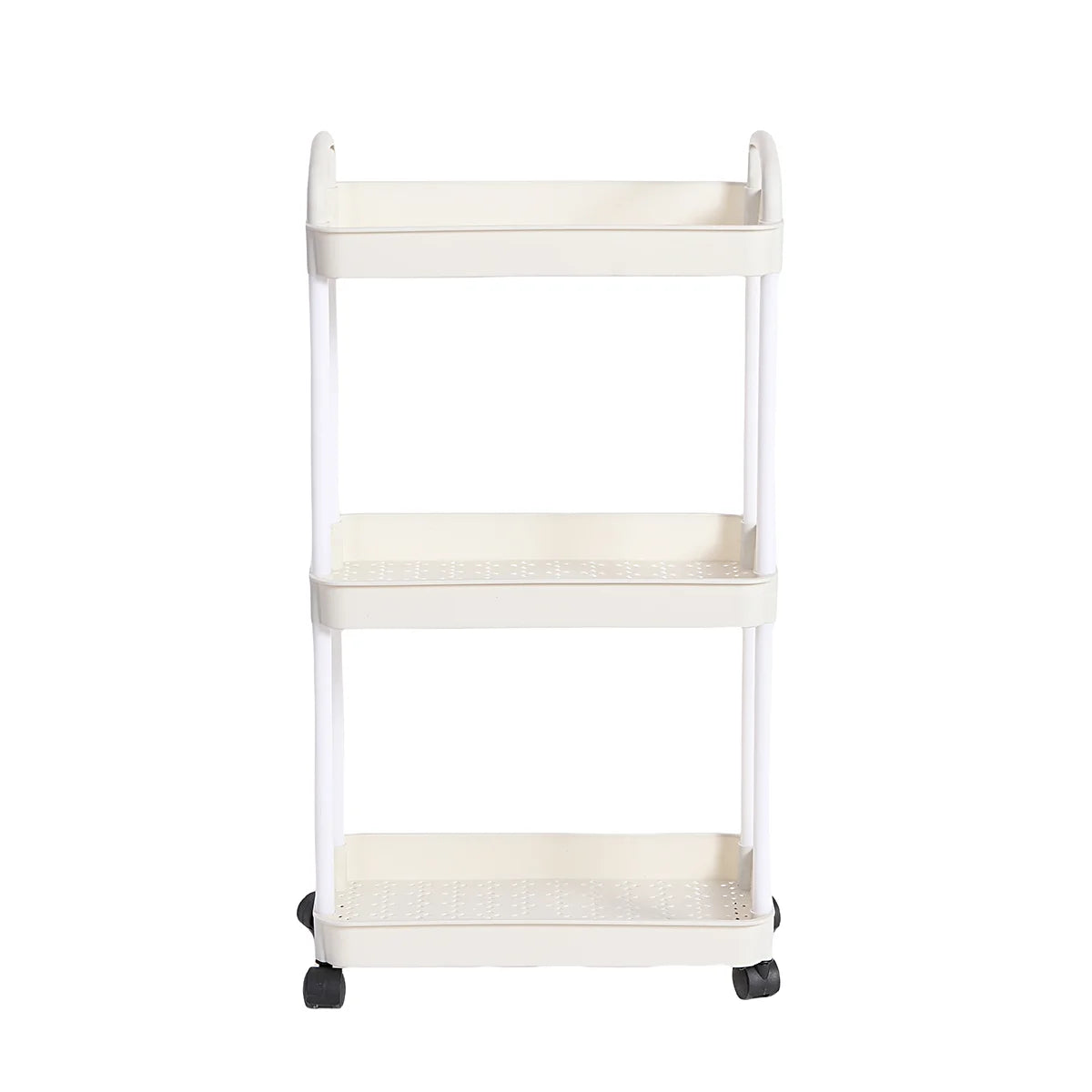 Plastic Rolling Utility Cart with Handle, Storage Cart for Office, Living Room, Kitchen, Mobile Storage Assessment with Wheel