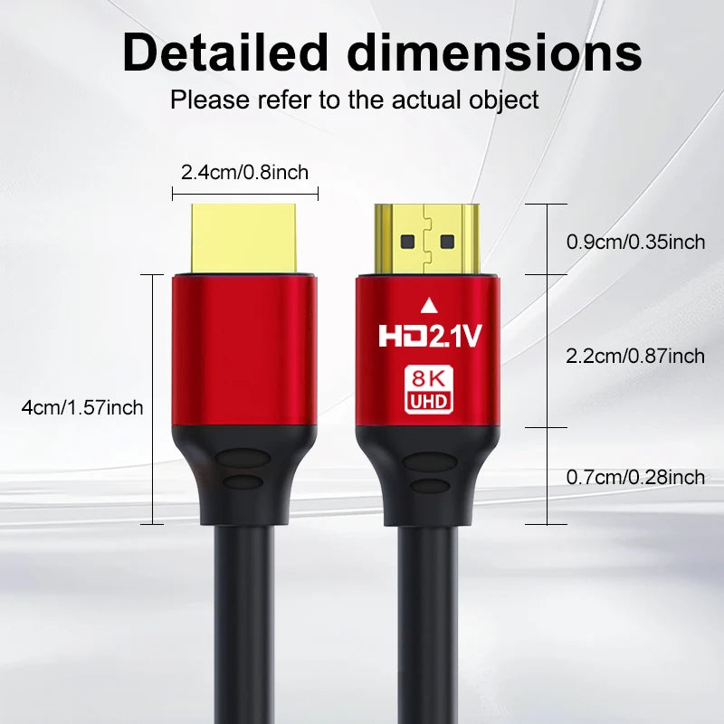 Câble HDTV 8K ultra rapide ultra haute définition, câble 4.92/9.84/16.4/ftHDTV 2.1, câble HDTV mâle à mâle, compatible
