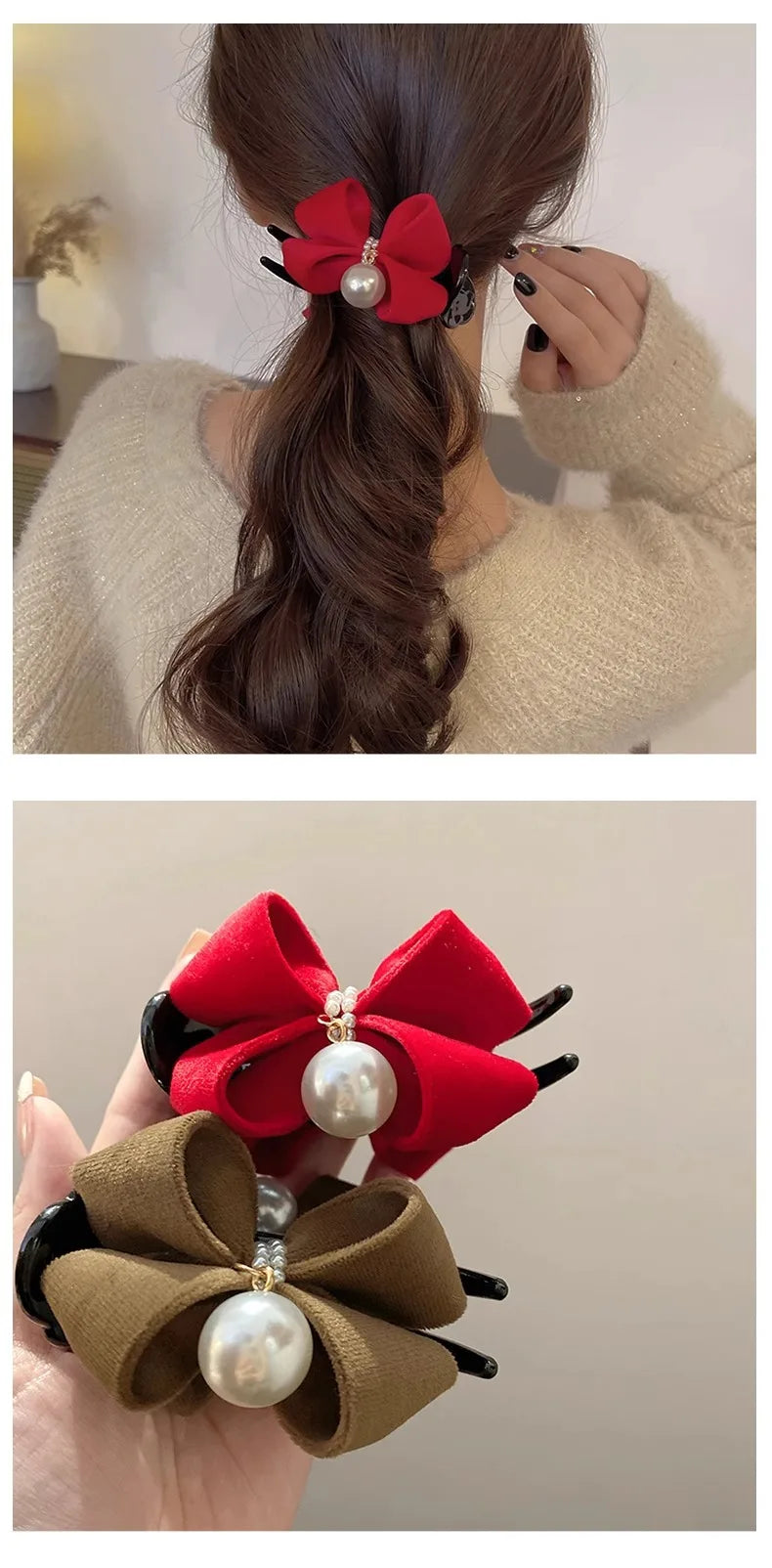 1 morceau d'arc, pince à perles, tempérament, pince requin, accessoire pour cheveux en tissu de Style doux coréen, Accessoires pour cheveux de fille