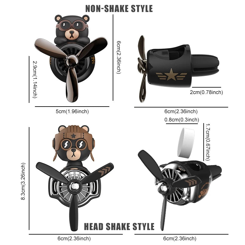 Désodorisant rotatif pour avion, pilote, ours, voiture, accessoires, décorations intérieures, clips de ventilation pour ventilateur, diffuseur de parfum, arôme