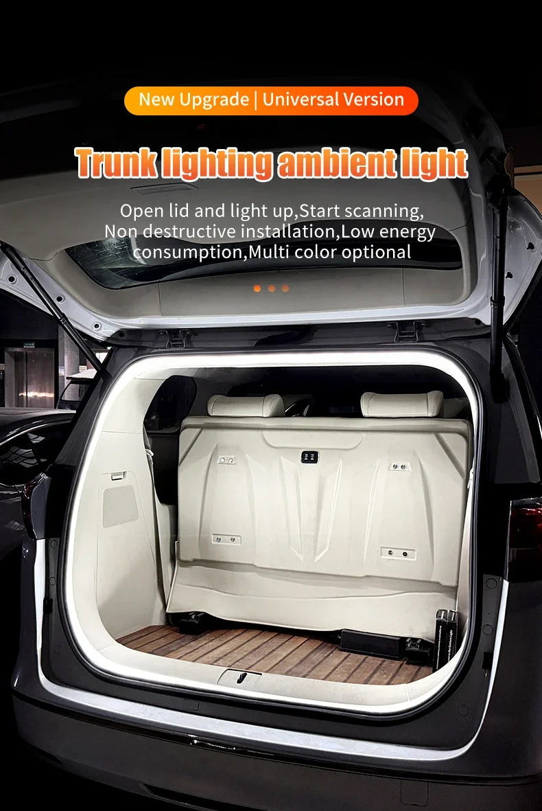 Éclairage de coffre de voiture haute luminosité, lumière ambiante, décoration intérieure, câblage LED, détection automatique gratuite, bande lumineuse pour hayon