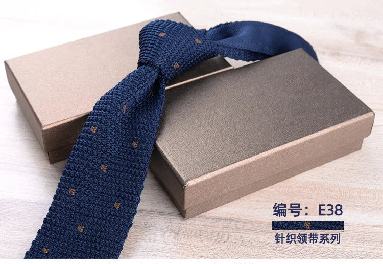 Men's Casual British Style Retro Striped Knitted Ties Formal Business Navy Red Brown Handmade Ties Tuxedo Neckties