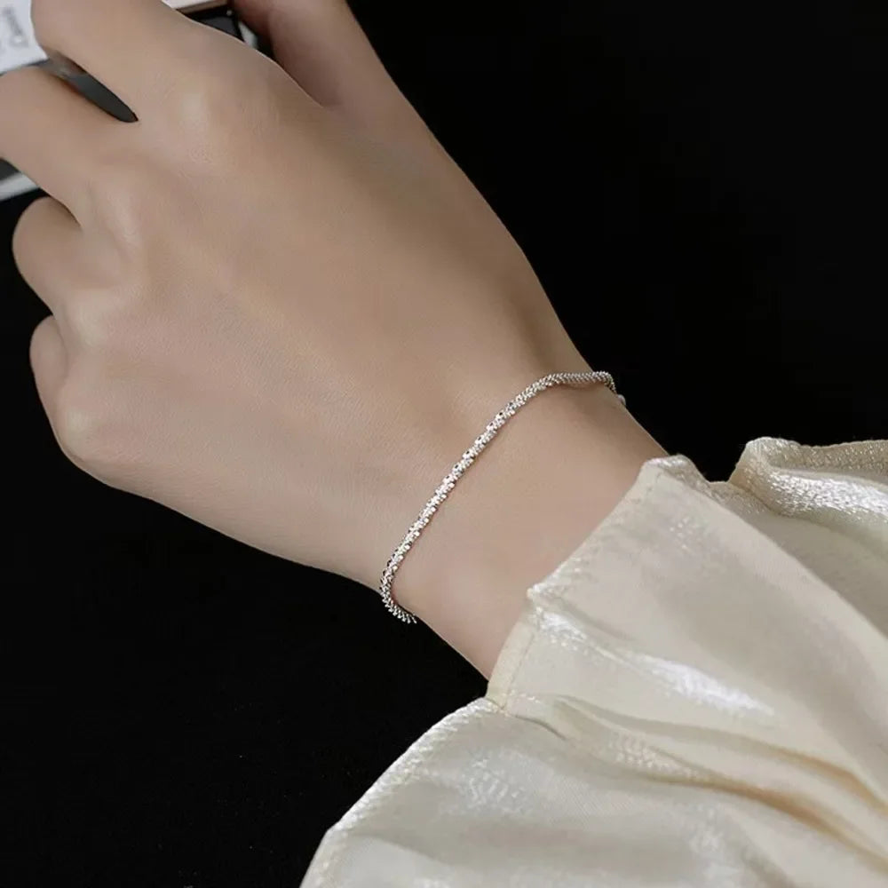 Women's sparkling clavicle chain choker necklace, popular silver color, fine jewelry, wedding party gift, new collection