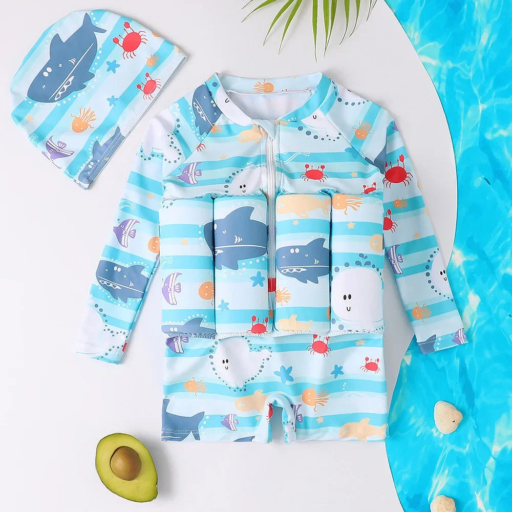 Maillot de Bain Flottabilité Enfant — Dessin Animé, Une Pièce, Protection Anti-Éruption, Garçon & Fille
