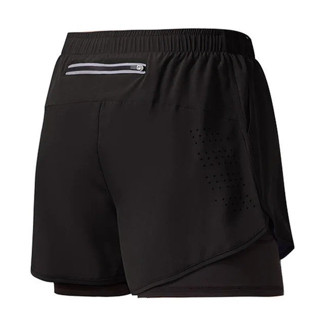 Short de course pour hommes, séchage rapide, Fitness, noir, Double couche, nouveau Sport, entraînement, musculation, pantalon court