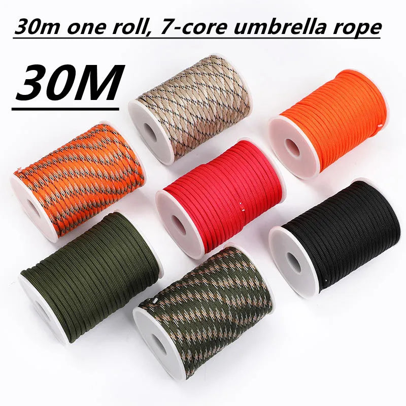 Paracorde 550 à 7 cœurs, 5M/15M/30M, 4mm, cordon de Parachute, kit de corde de survie pour Camping en plein air, parapluie, tente, lanière, corde à linge