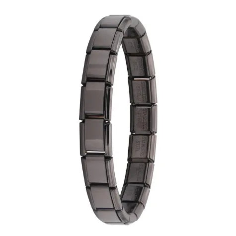 Pulseras cuadradas de acero inoxidable para mujeres y hombres, módulos italianos de metal HipHop, elásticas, regalo, joyería de fiesta de cumpleaños, a la moda