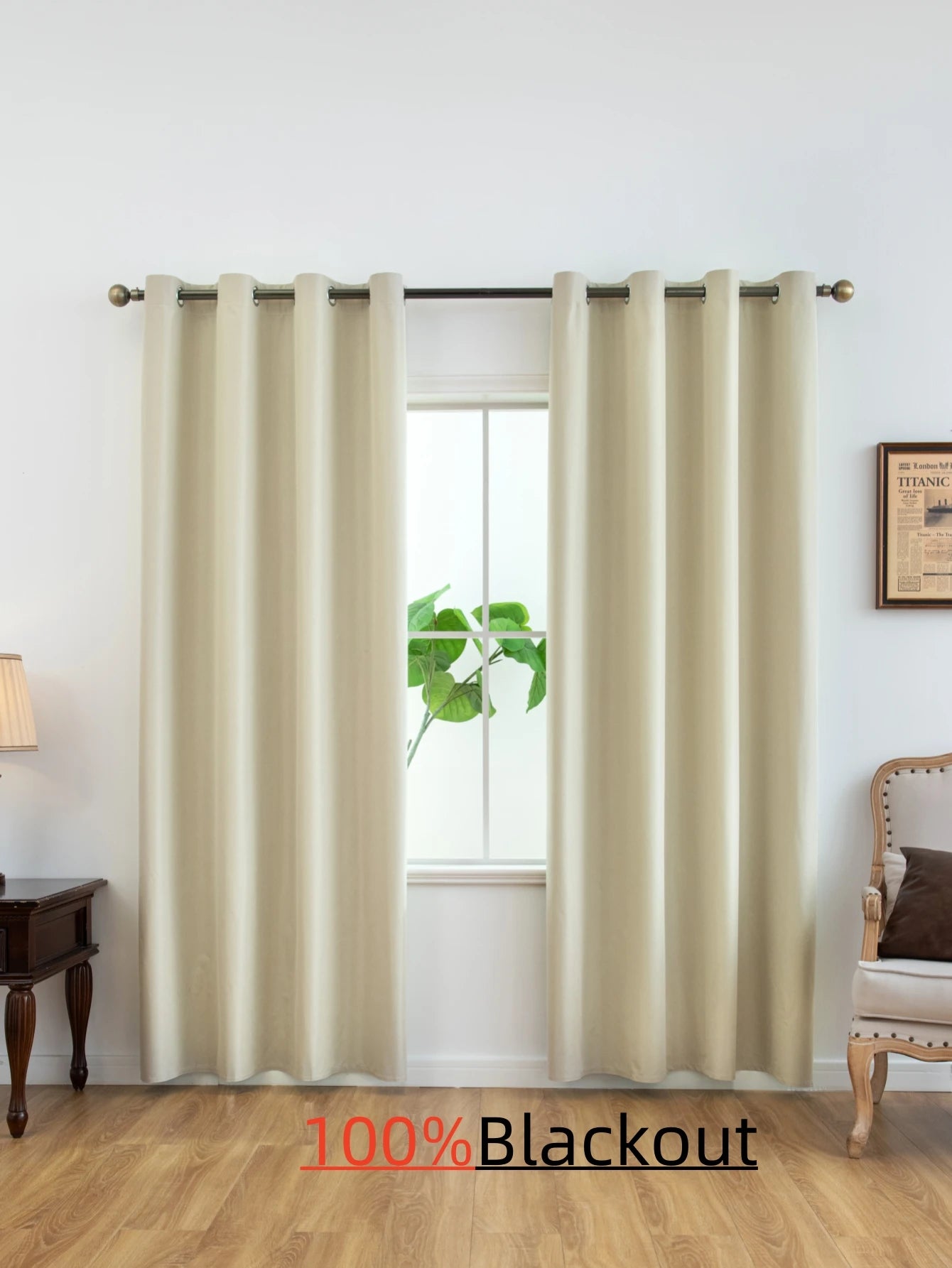 Rideaux occultants 100% solides avec œillets, rideaux de confidentialité totale pour chambre à coucher, beaux rideaux pour salon, 1 pièce