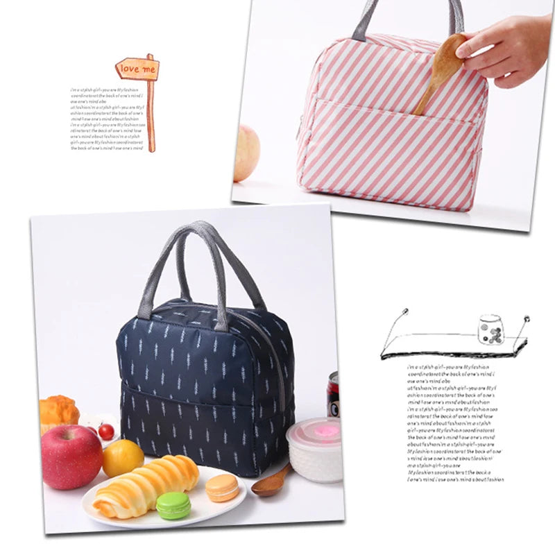 Sac à lunch en toile isotherme portable pour femmes et enfants, motif fonctionnel, glacière, nourriture thermique, sacs de pique-nique