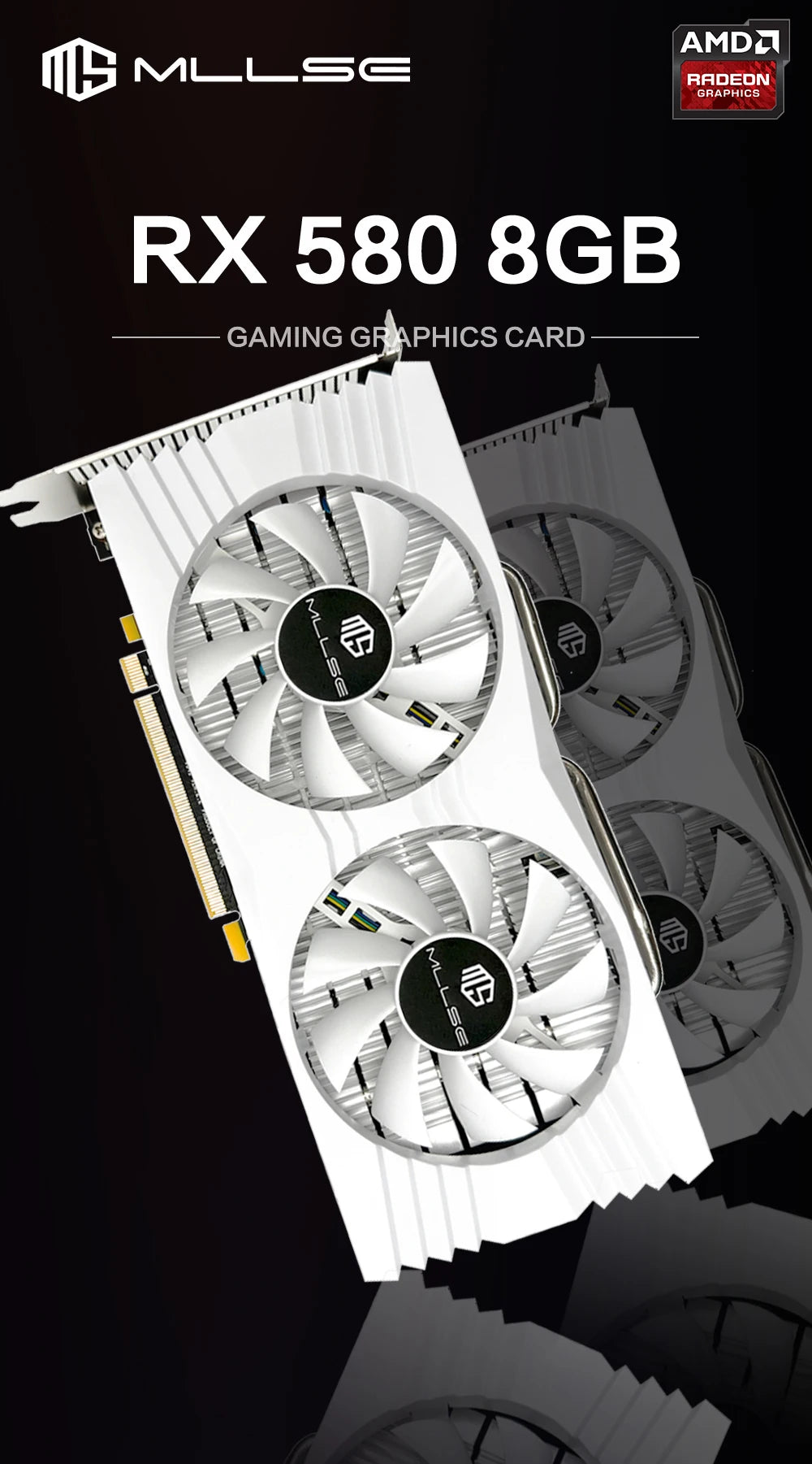 MLLSE AMD RX 580 8GB 2048SP carte graphique De jeu GDDR5 256Bit PCI-E 3.0 × 16 8Pin Radeon GPU Rx 580 carte vidéo Placa De vidéo