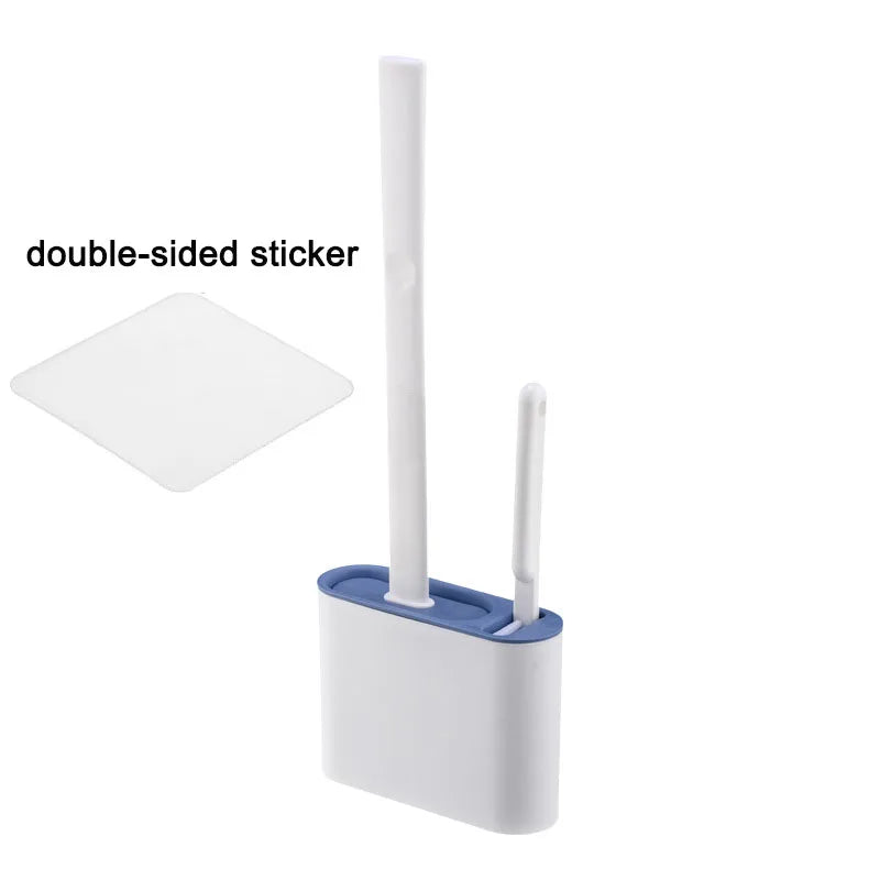Brosse de toilette murale avec support, brosse de toilette en silicone à long manche, poils souples, accessoires pour livres et WC