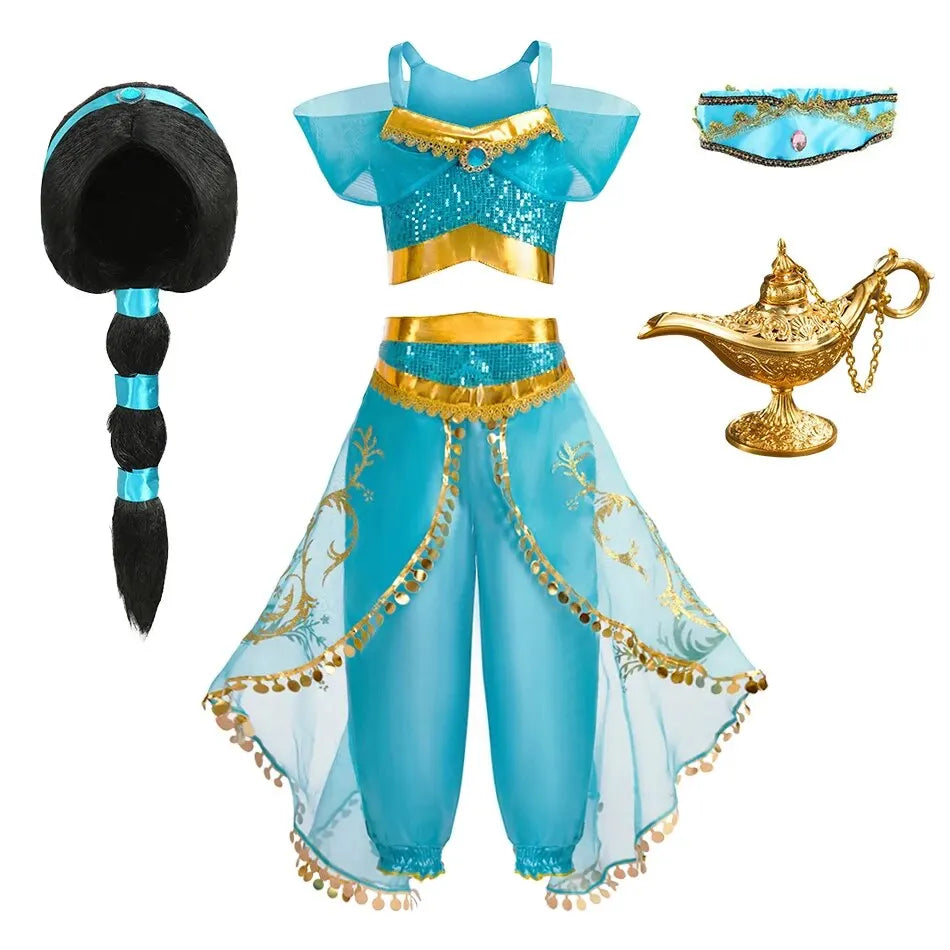 Robe de princesse arabe pour enfants — costume Halloween, carnaval, Cosplay, tenue paillettes