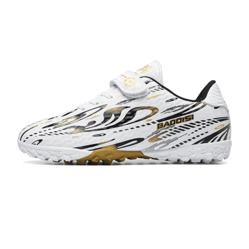 Chaussures de Football TF Enfant & Garçon Cuir Verni Basses — Gazon Synthétique & Futsal, Toutes Saisons
