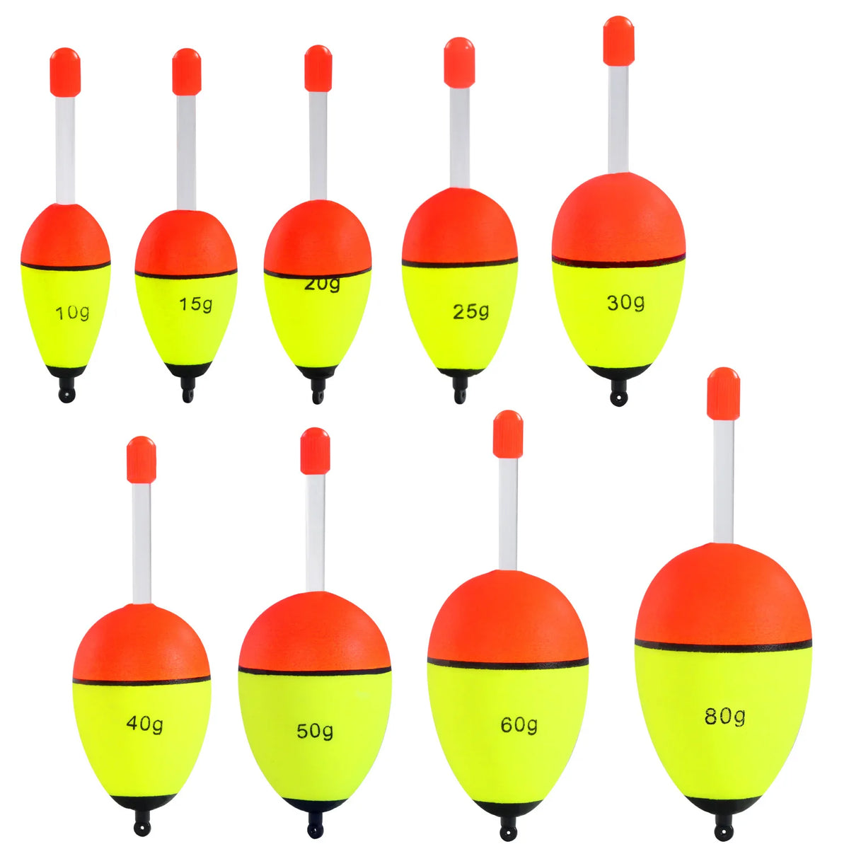 Sougayilang 5 pièces bouée de pêche veilleuse avec haute visibilité EVA Double ruban grande boule de ventre pour la pêche de nuit et longue portée
