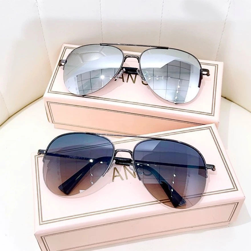 Lunettes de soleil dégradées mode pour hommes — pilote, grande monture, anti-reflet