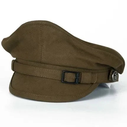 Retro Sailor Visor Cap for Men and Women, Canvas Spring Military Hat, Gray Eagle Belt, Locomotive Cap, 2024