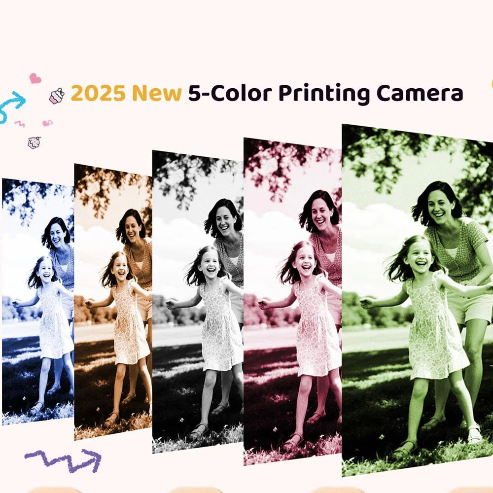 Instant Camera for Kids, Color Printing, 32GB, 1080P, Thermal Print Toy, Photo, Video Games, Music, Children's Gift