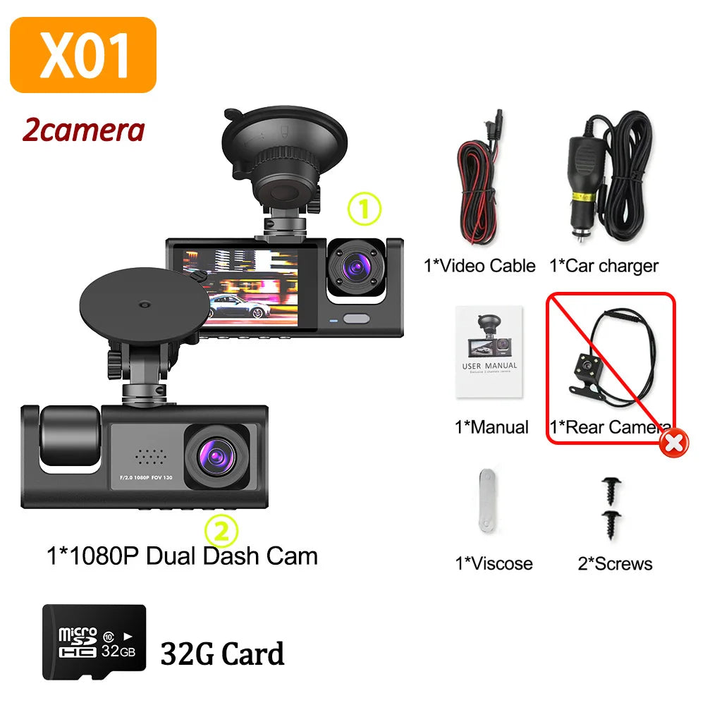 1080P Car DVR 2/3 Camera Dash Cam for Cars Vehicle Camera Front Video Recorder Optional Rear Camera Night Vision Dashcam Car Dashcam, Rear View Camera, Car Camera Recorder, Dash