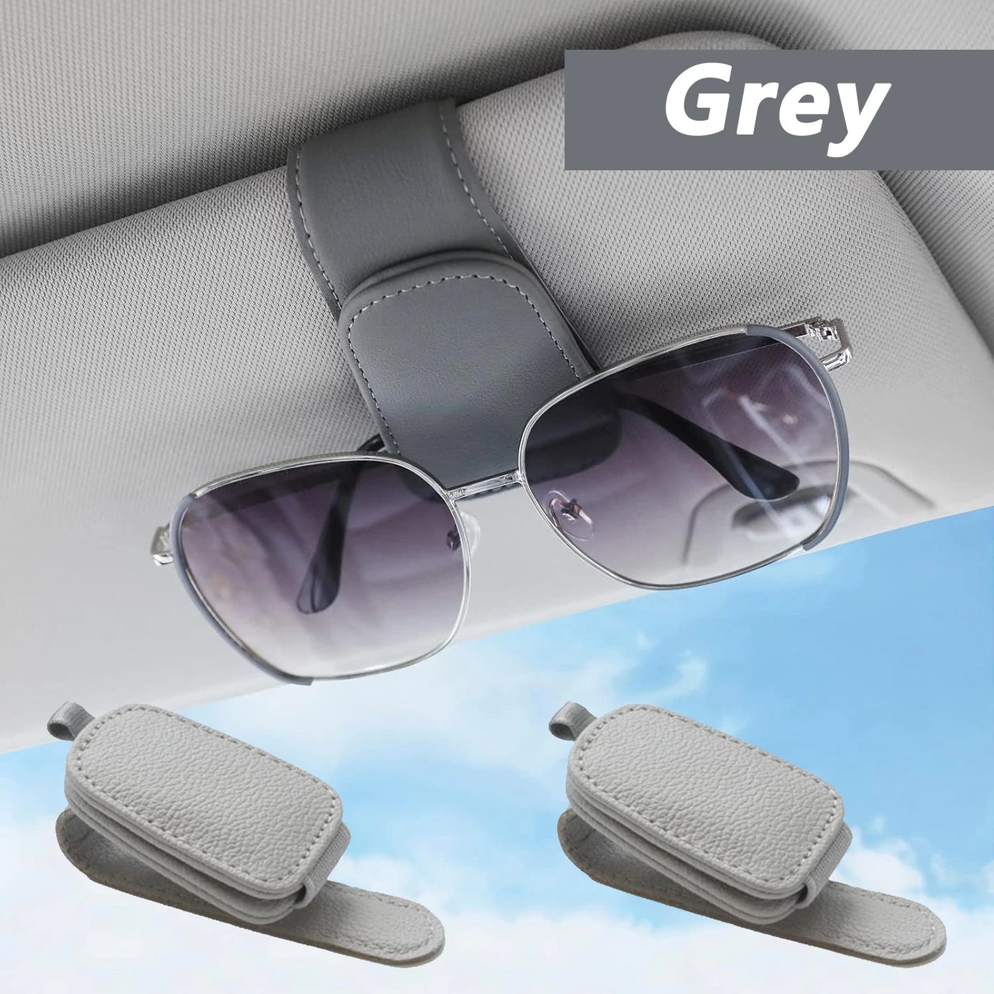 El soporte para gafas de sol se adapta a las viseras del coche, clip magnético de cuero para gafas de sol y clip para b