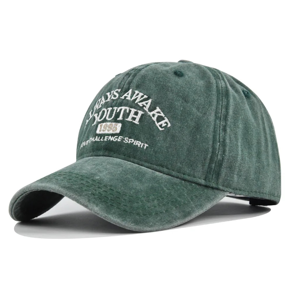 Men Women Embroidered Letter Baseball Cap Vintage Fashion Solid Adjustable Outdoor Sports Snapback Hat Distressed Gorras