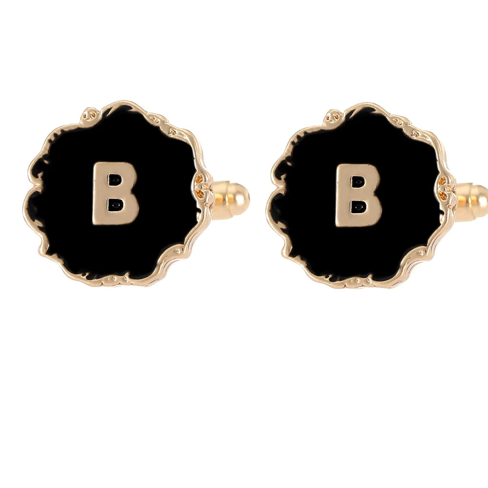 Boutons de manchette classiques pour hommes, 26 lettres initiales de l'alphabet, A B C D E F G H I J K L M N O P Q R S T U, bouton à manches V W X Y Z