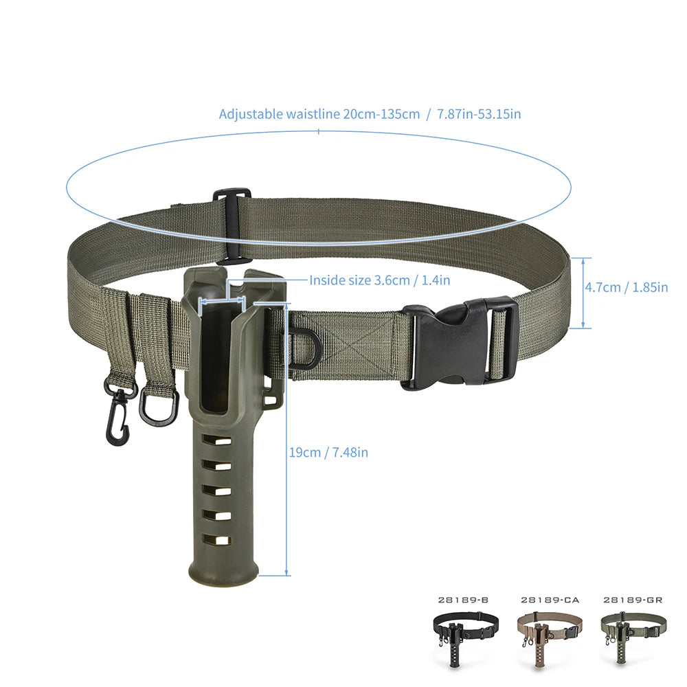 Ceinture de pêche réglable pour homme avec porte-canne, en nylon, pour la pêche en wading, support de canne portable, accessoires de pêche