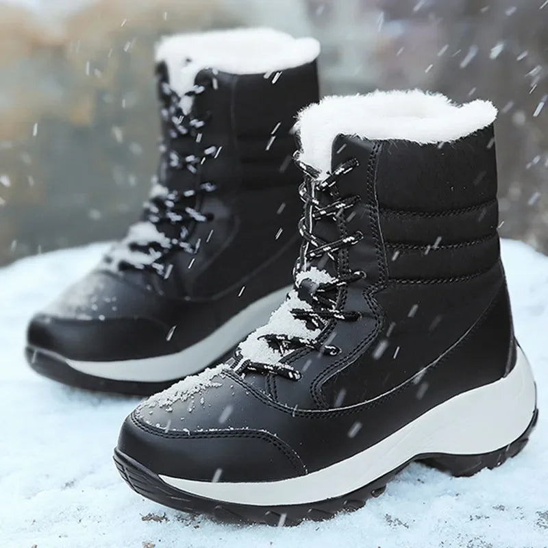Bottes de Neige Femme à Plateforme Fourrées — Semelle Compensée Imperméable