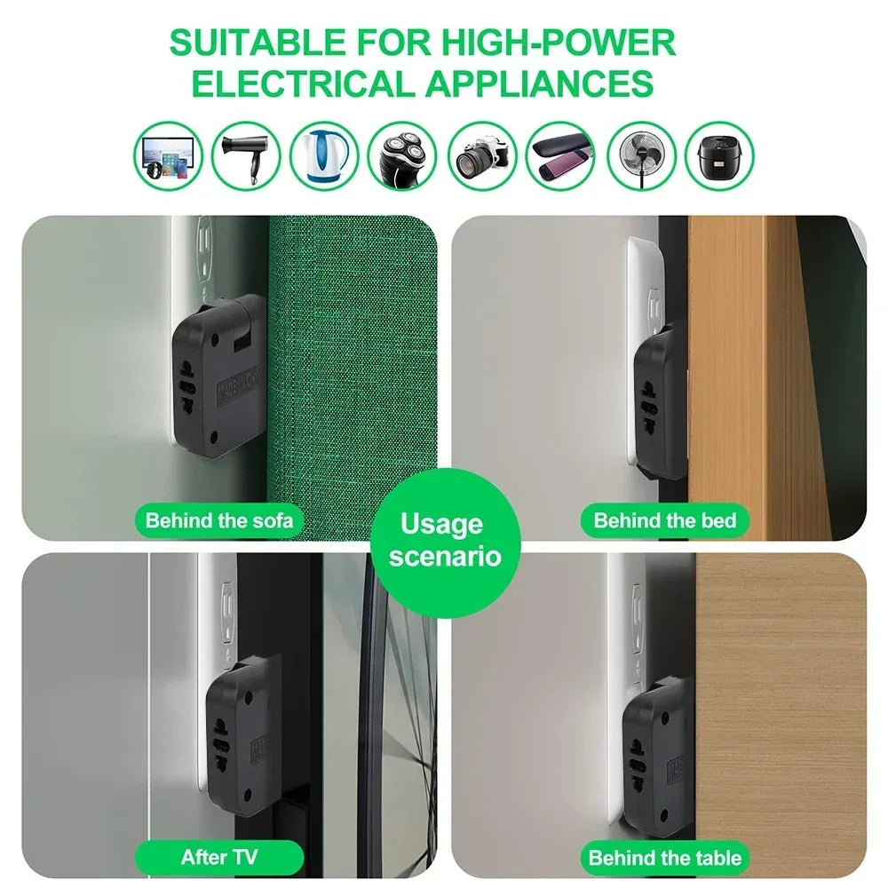Convertisseur de prise UE 4 en 1 180 °   Prise rotative pour chargement de téléphone portable, 2 USB et 2 prises murales universelles AC, adaptateur secteur