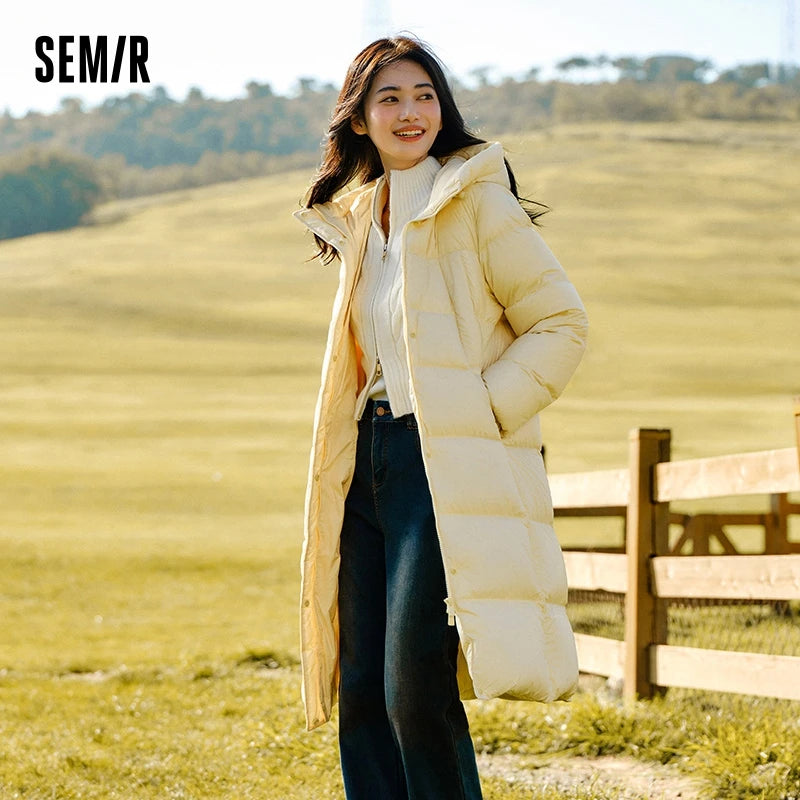 Doudoune longue imperméable pour femme — nouvelle collection hiver 2025, manteau ample à capuche