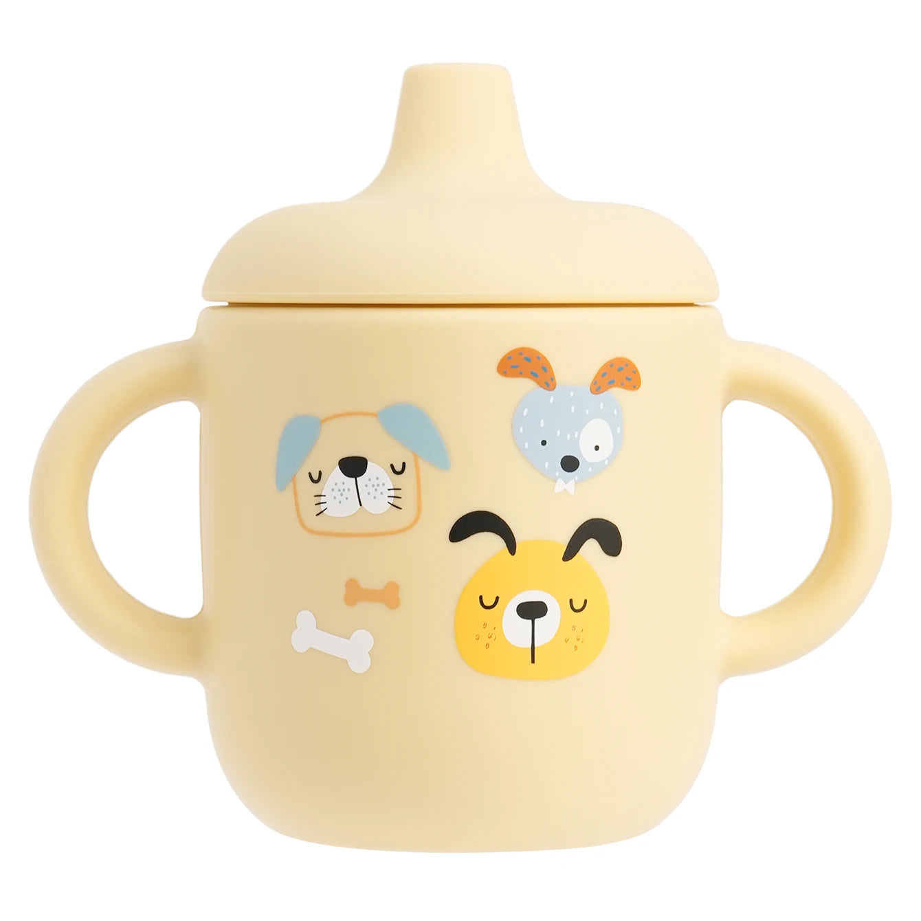 1 pieza taza de alimentación de silicona de dibujos animados para bebé, sin BPA, a prueba de fugas, taza de entrenamiento con mango, para viajes, apta para lavavajillas, artículos para bebé
