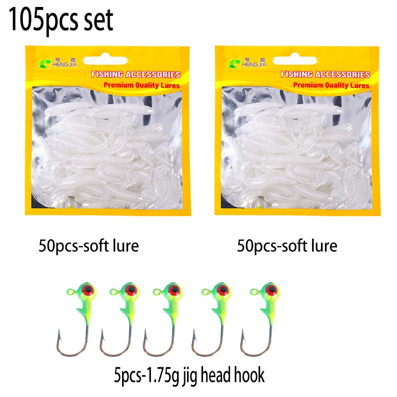Hengjia 10-50pcs/lot 4.5CM Small Soft Silicone T-Tail Worm Swimbait Lure Fishing Tackle for Carp Black-bass Pike