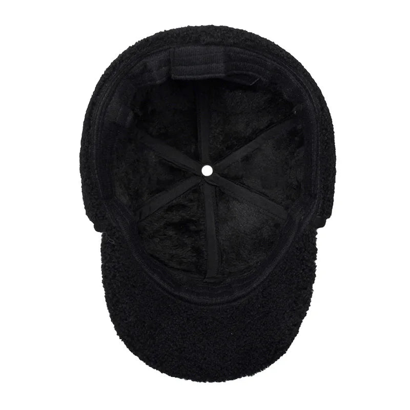 Gorra de béisbol FS marrón invierno para hombre, gorro de aviador cálido cortavientos para exteriores, gorra Vintage de felpa gruesa para mujer, gorra de oreja para hombre
