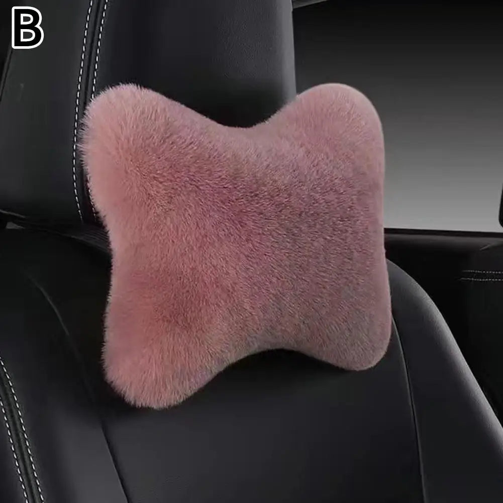 Reposacabezas de asiento de coche de felpa, 8 colores, reposacabezas de coche, cojín de felpa, cálido y cómodo, accesorios de soporte de almohada de cintura, invierno