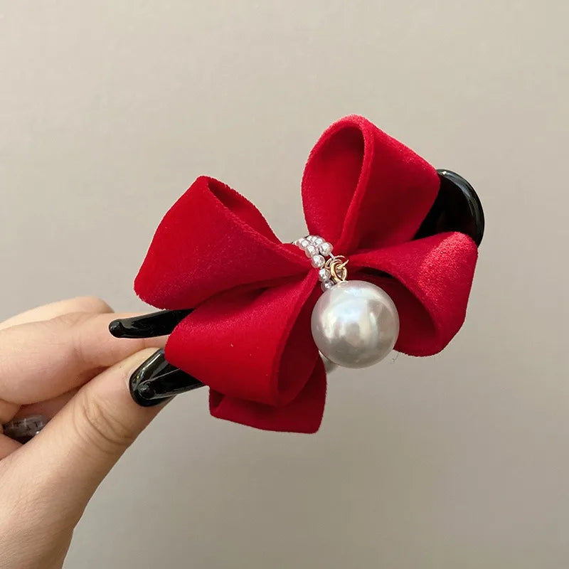 1 morceau d'arc, pince à perles, tempérament, pince requin, accessoire pour cheveux en tissu de Style doux coréen, Accessoires pour cheveux de fille